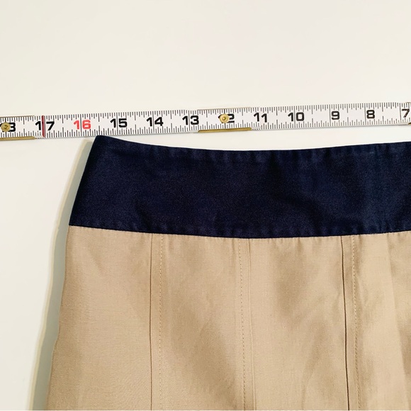 Ann Taylor Pleated Classic Blue Beige Striped A-Line High Waist Skirt Size 10 - Picture 5 of 12